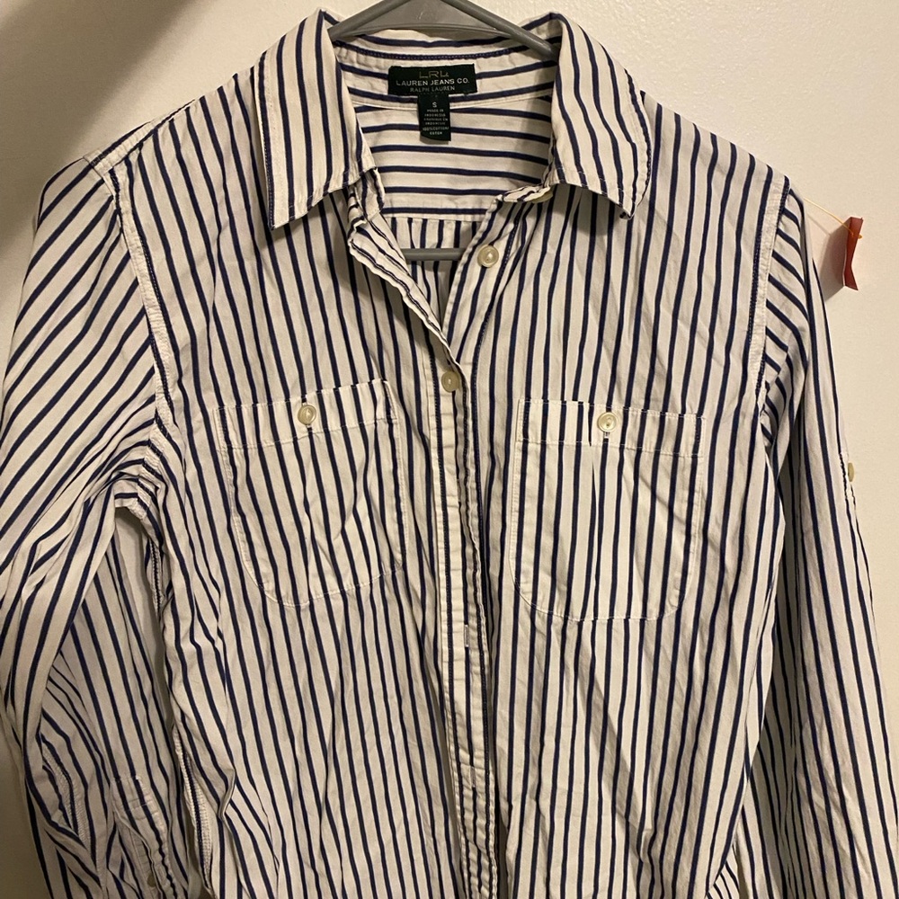 Mens small Ralph Lauren striped long sleeve polo